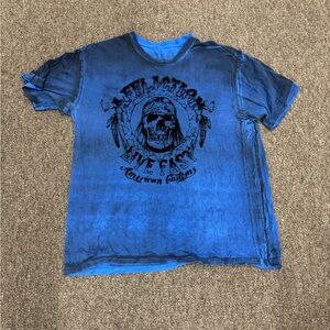 Affliction men’s size 3XL Tee in Vibrant Blue with Skull Design